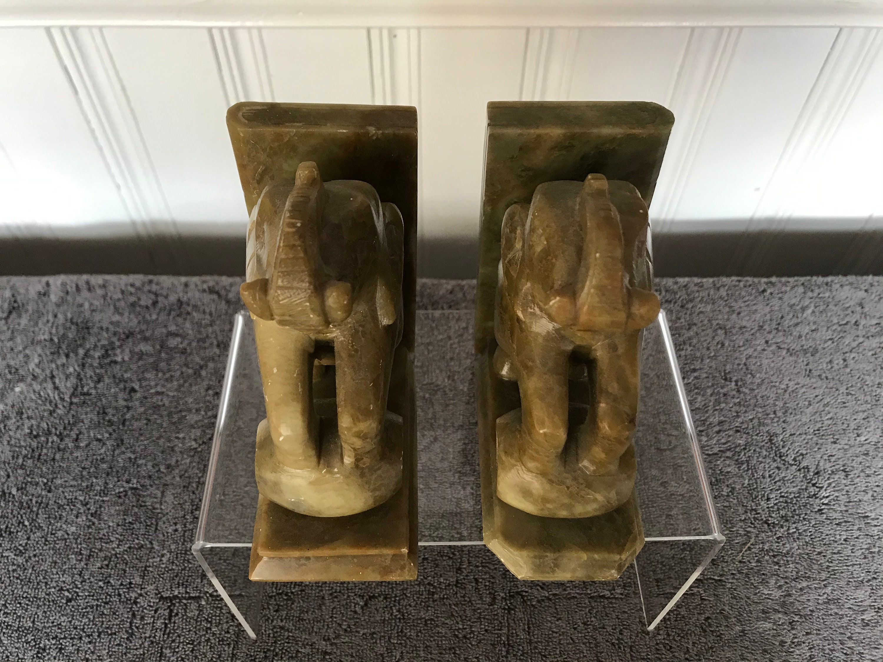 Soapstone Bookends Vintage Library Accessories Carved Etsy UK
