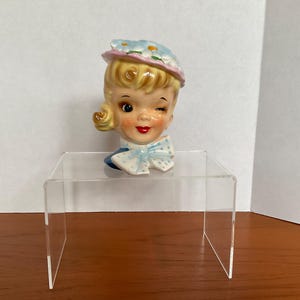 Vintage Winking Girl Head Vase - Norcrest - Retro Decor