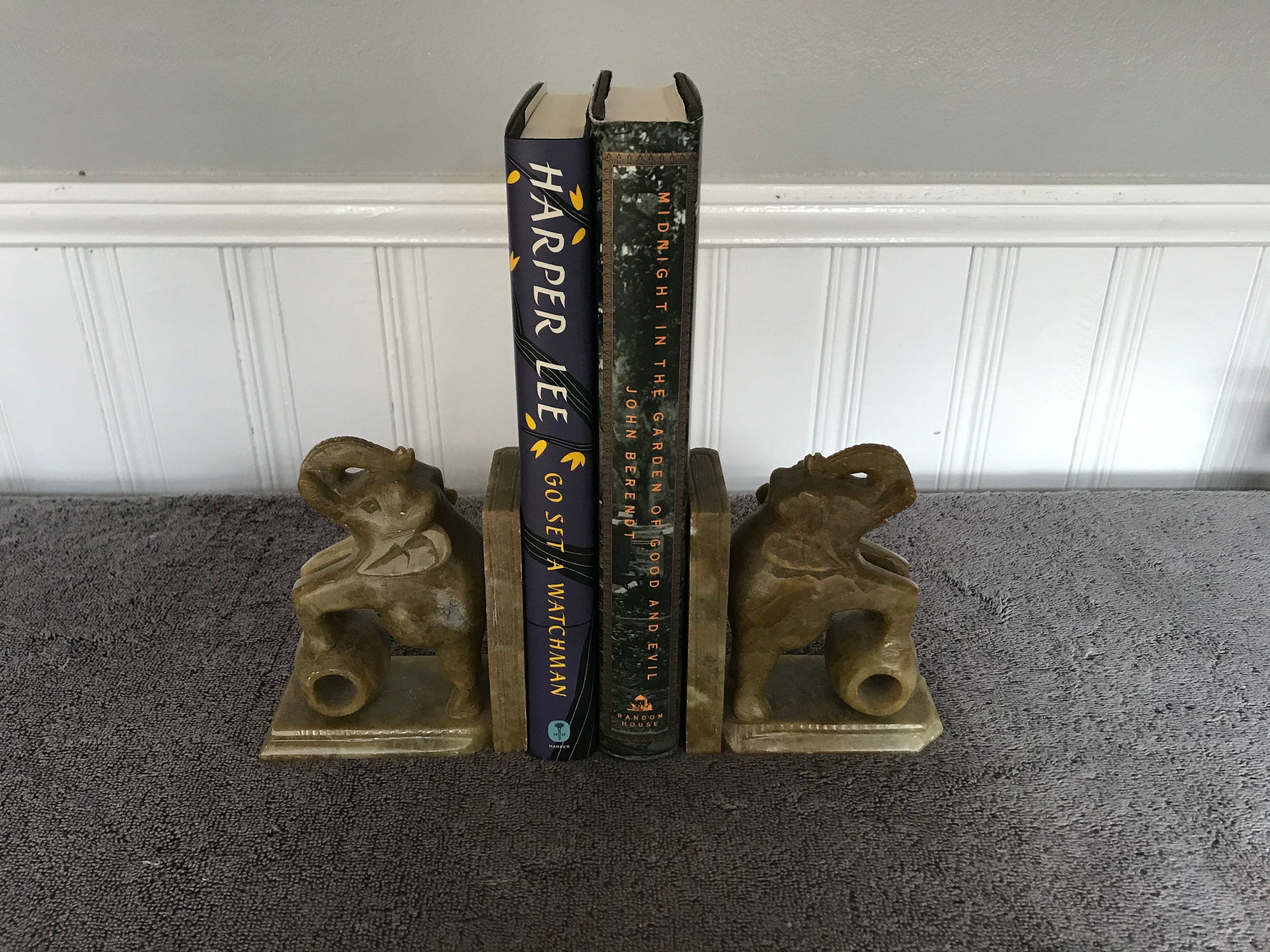 Soapstone Bookends Vintage Library Accessories Carved Etsy UK