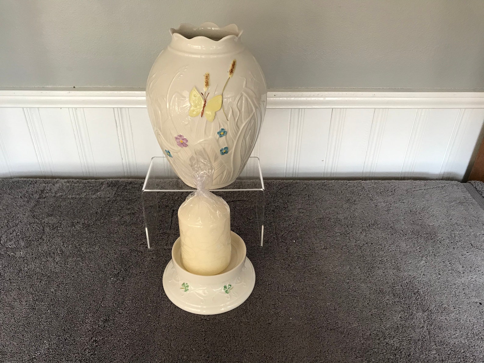 Belleek Summer Butterfly Hurricane Lamp Seasonal Belleek Etsy