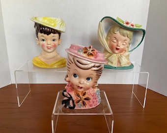 レディ　ヘッドベース　瀬戸ノベルティ　アメリカンヴィンテージ　inarco ヴィンテージ レディヘッド花瓶セット：Napco、Lefton、Inarco Glamour