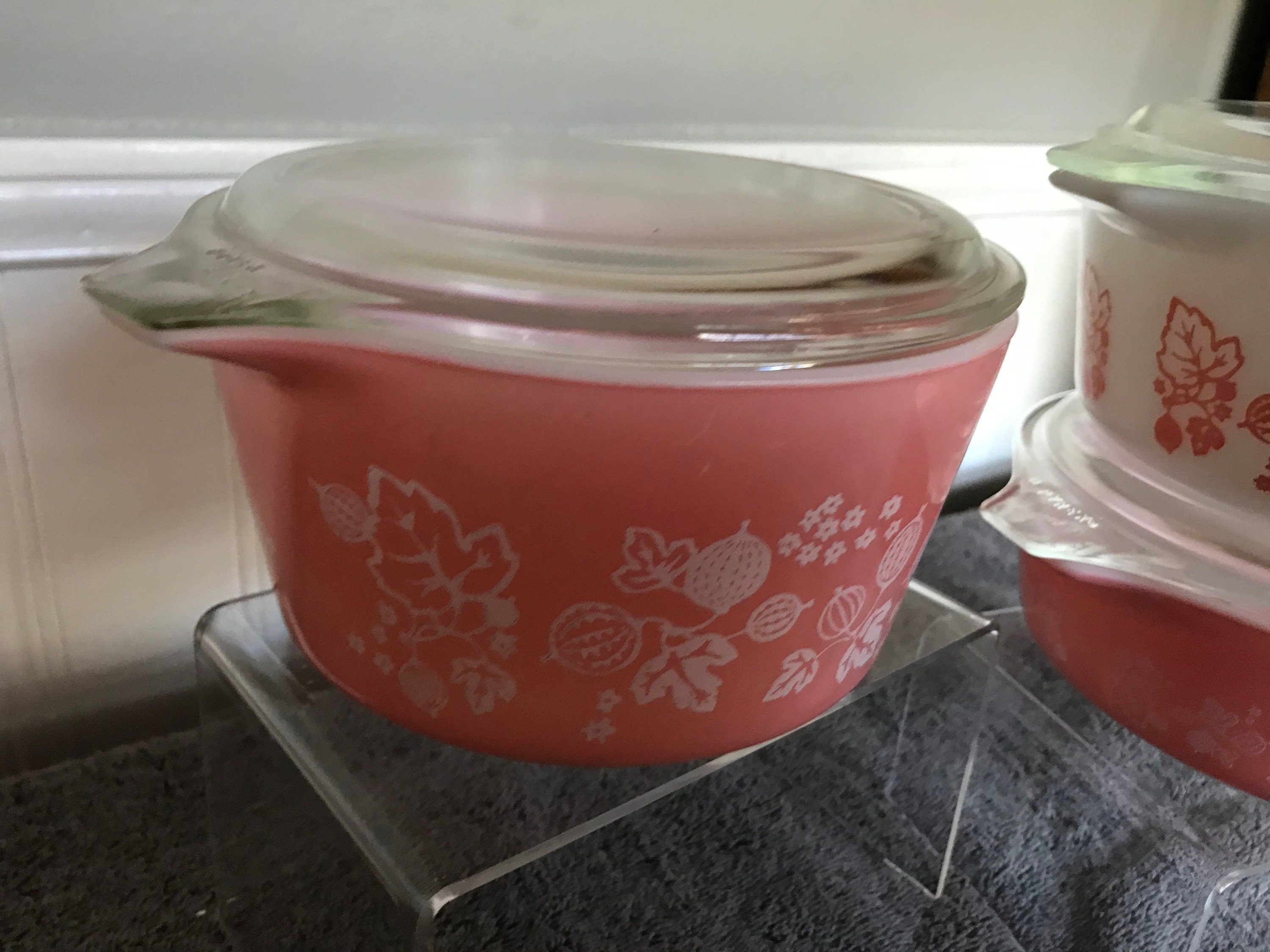 Pink Gooseberry casseroles vintage Pyrex complete set Etsy