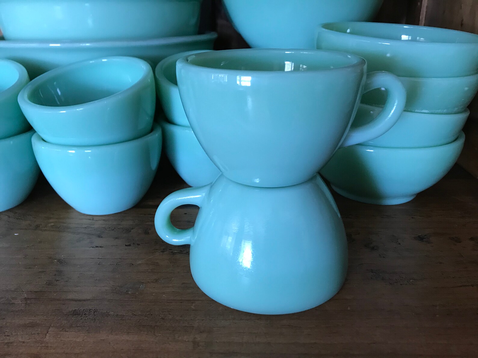 Fire King jadeite coffee cups vintage Restaurant Ware mugs Etsy