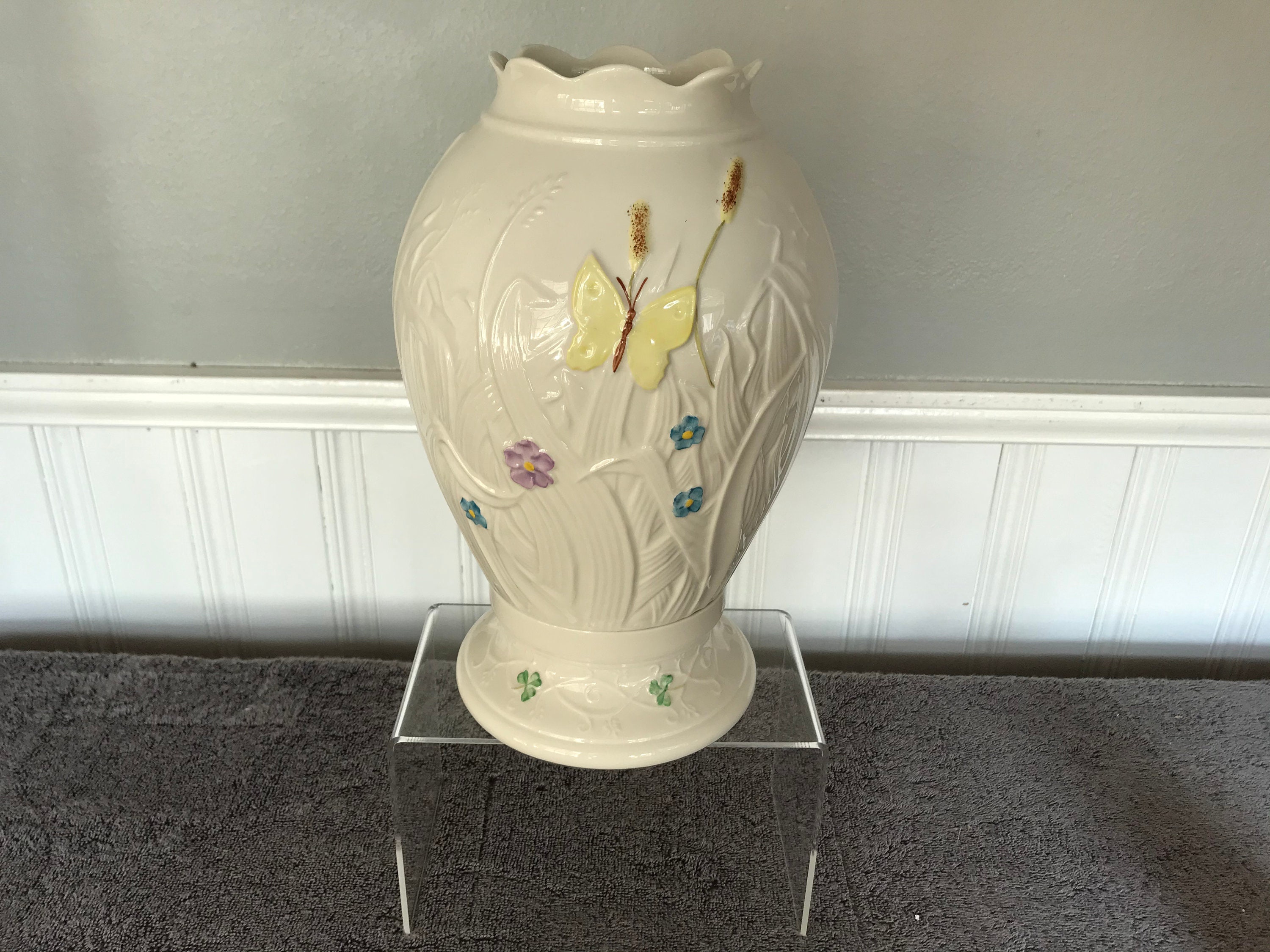 Belleek Summer Butterfly Hurricane Lamp Seasonal Belleek Etsy