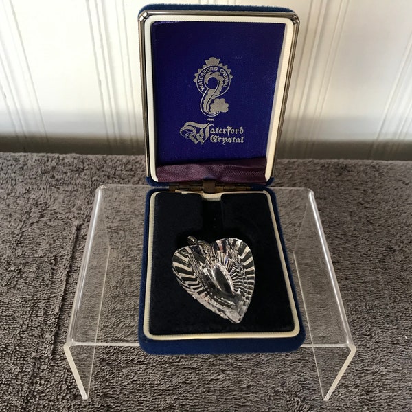 Vintage Waterford Crystal necklace - Heart shaped pendant - original packaging - crystal ornament for Christmas tree -