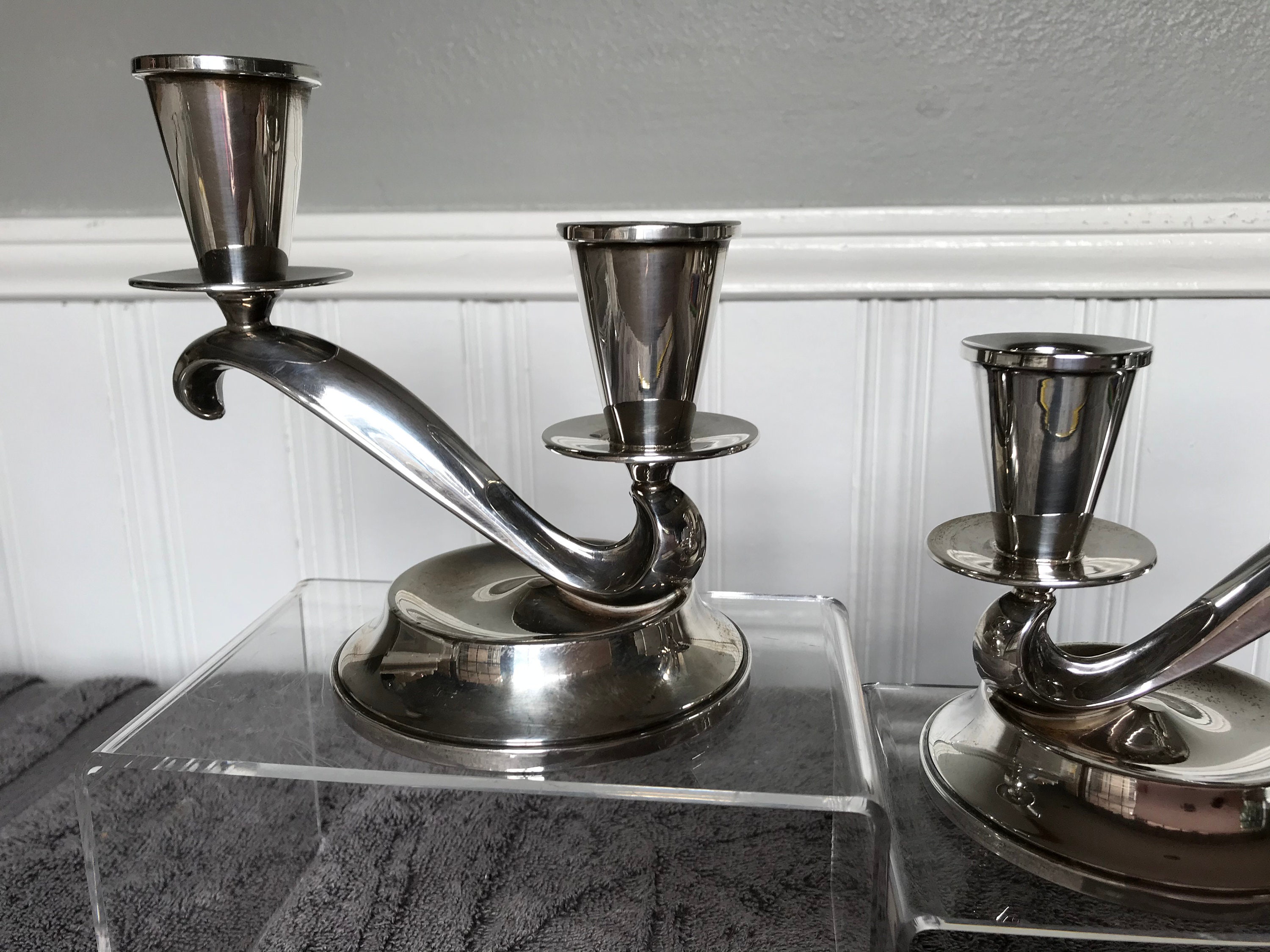 Fisher Sterling Silver Weighted Double Candle Holders Fine Etsy