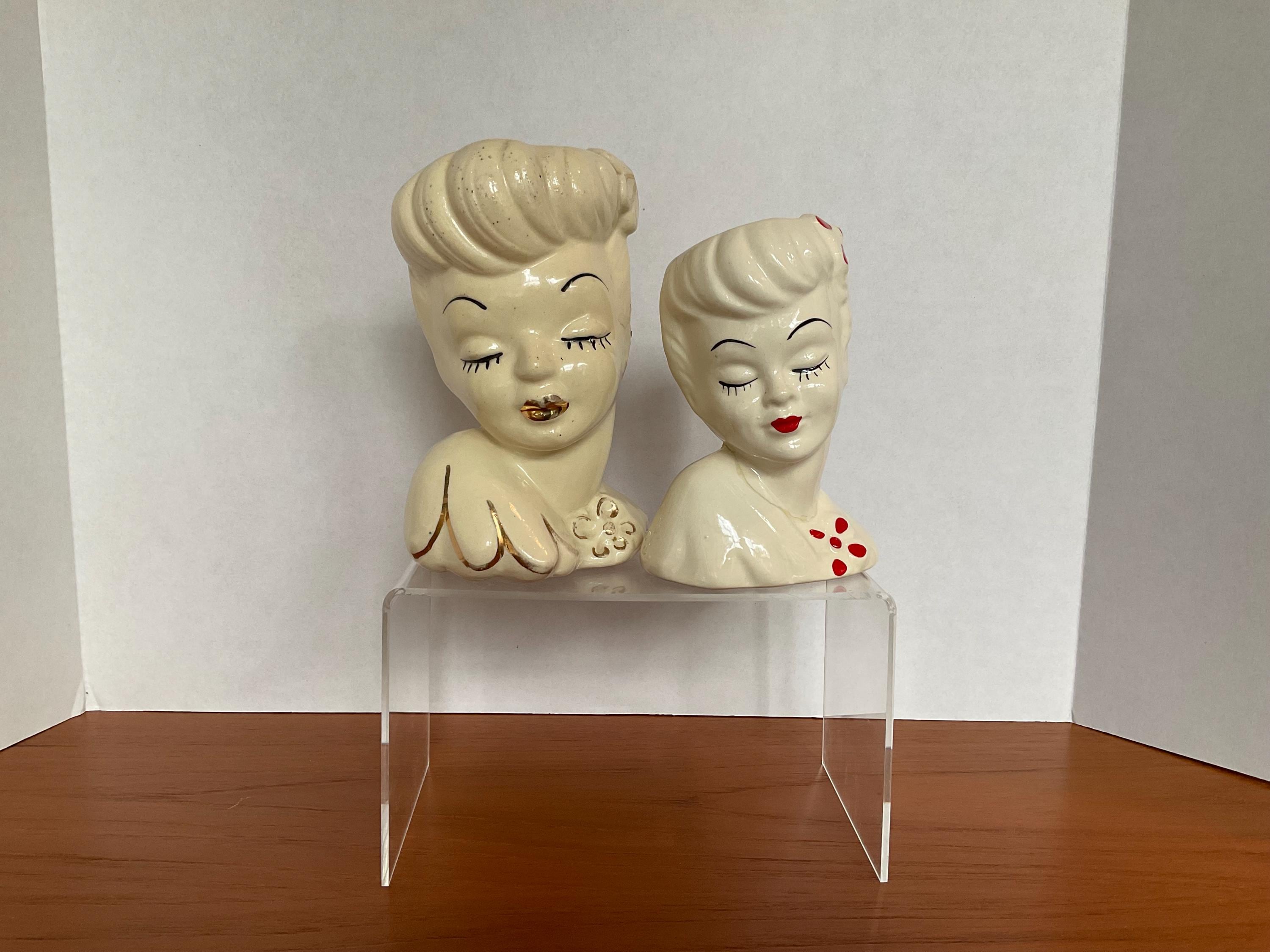 ヴィンテージ レディヘッド花瓶セット：Napco、Lefton、Inarco Glamour