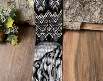 Varghalsband, smycken för andedjur, boho etniskt halsband, gåva för naturälskare, festivalsmycken, handgjorda pärlhalsband