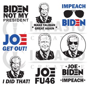Joe Biden silhouette set, svg, png, pdf, jpg, maga, digital file, impeach biden, trump, cricut, laser, vinyl, trending