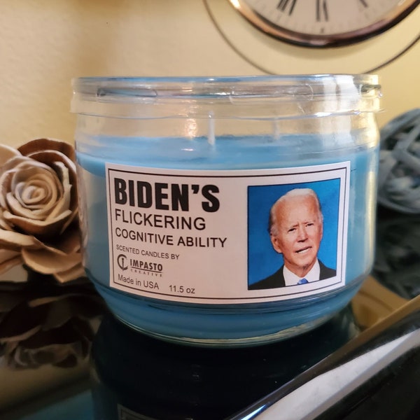 Biden's Flickering Cognitive Ability scented candle, funny candle, humorous candle, 3 wick candle, anthony fauci, gift idea, best seller