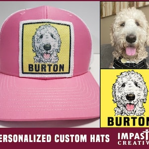 Custom Pet Patch hat, trucker Hat, canvas burlap patch hat, photo on hat, pet lover hat, gift idea, guys hat, pls read all order steps