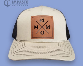 Number 1 Mom Patch Hat Khaki Black 
