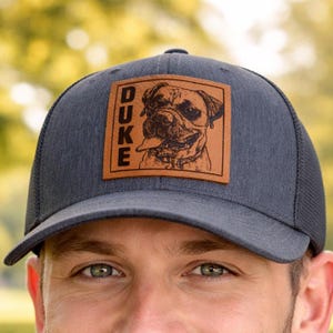 Gorra de cuero con retrato de mascota personalizado, gorra de camionero, parche, gorra personalizada, regalo