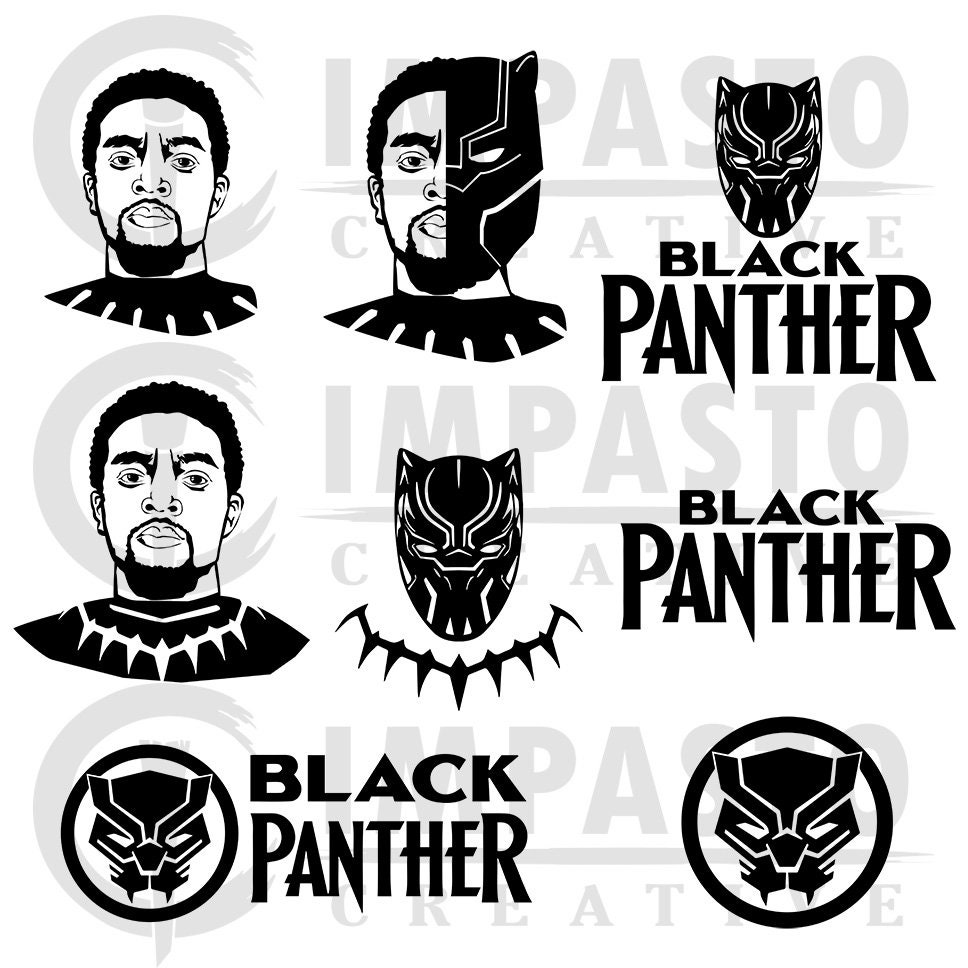 Chadwick Boseman Black Panther Set Silohuette Svg Png Jpg - Etsy