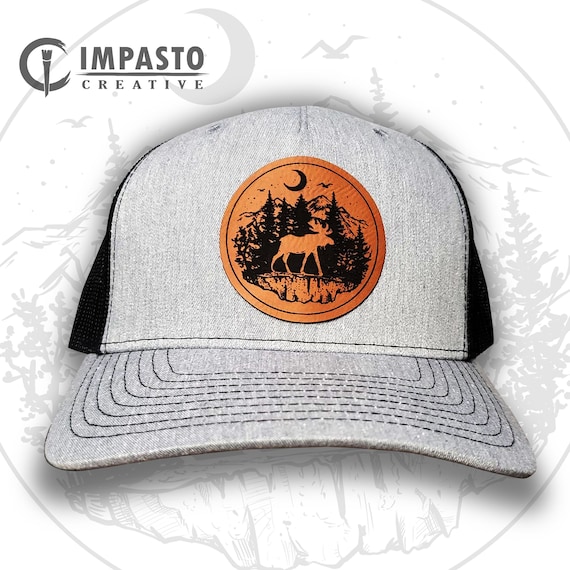 Moose Outdoor Design Leather Patch Hat 