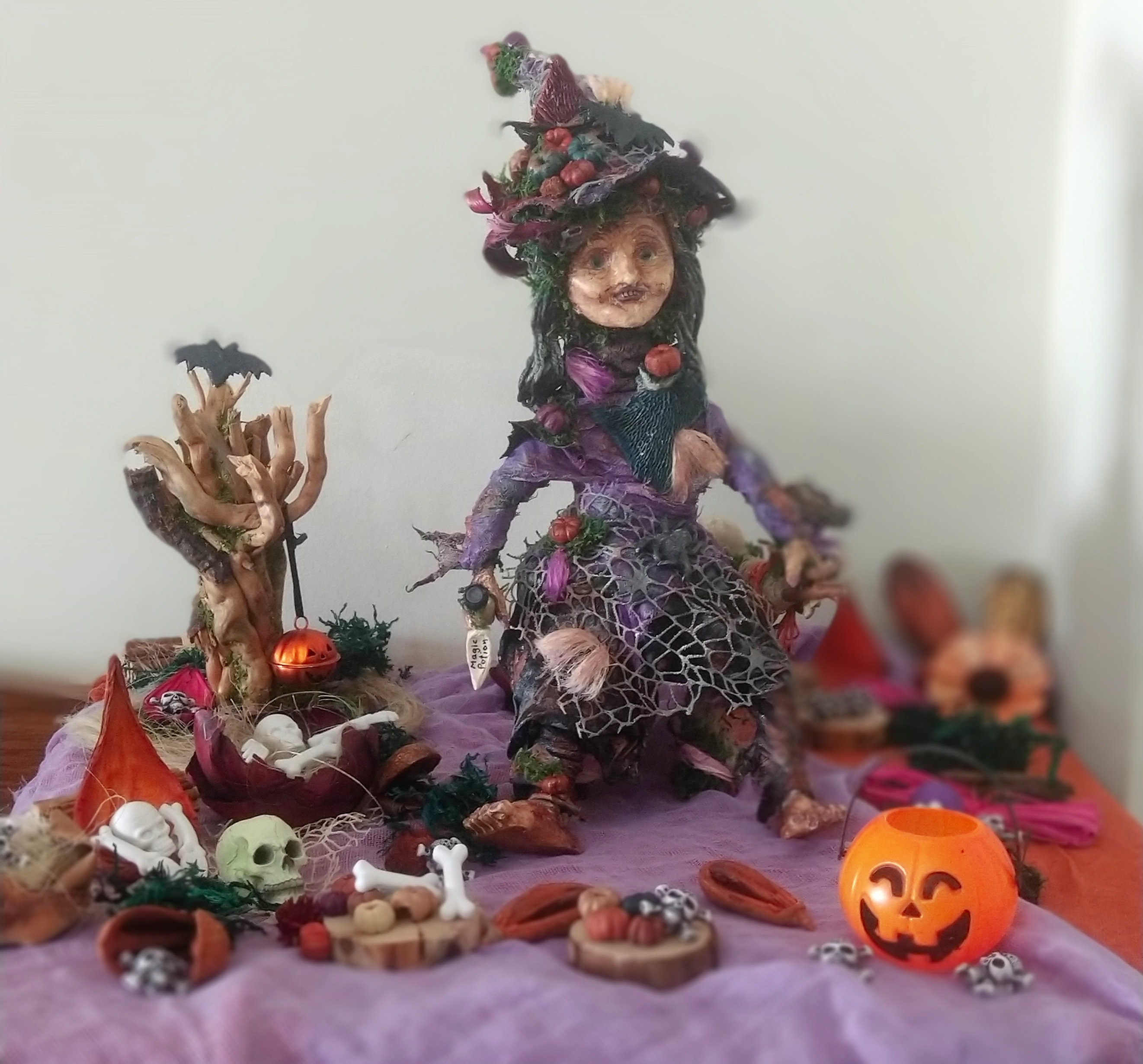 Witch Cloclo Halloween Witch Forest Witch Witch Statuette - Etsy