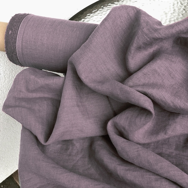 Dusty Lavender 100% Linen fabric 205gsm, 145cm/58inches wide. Medium weight,densely woven,prewashed,softened,for various sewn products