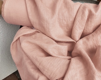 Peach Blush 100% Linen fabric 205gsm, 145cm/58inches wide. Medium weight,densely woven,prewashed,softened,for various sewn products