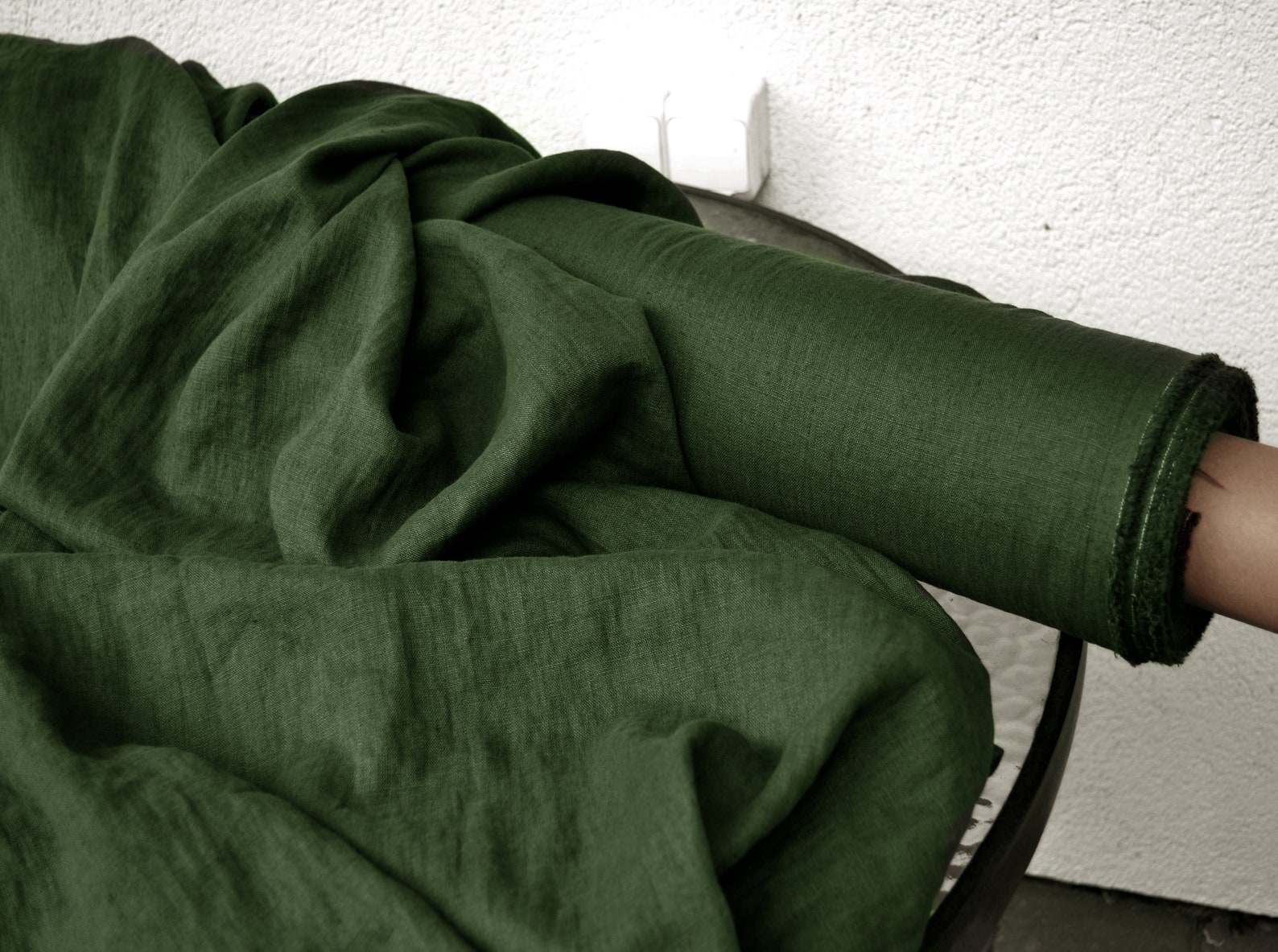 dark-moss-green-color-100-natural-linen-fabric-205gsm-145cm-etsy