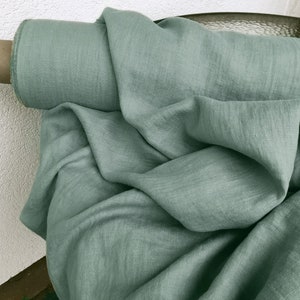 Dusty Aqua 100% Linen fabric 205gsm, 145cm/58inches wide. Medium weight,densely woven,prewashed,softened,for various sewn products