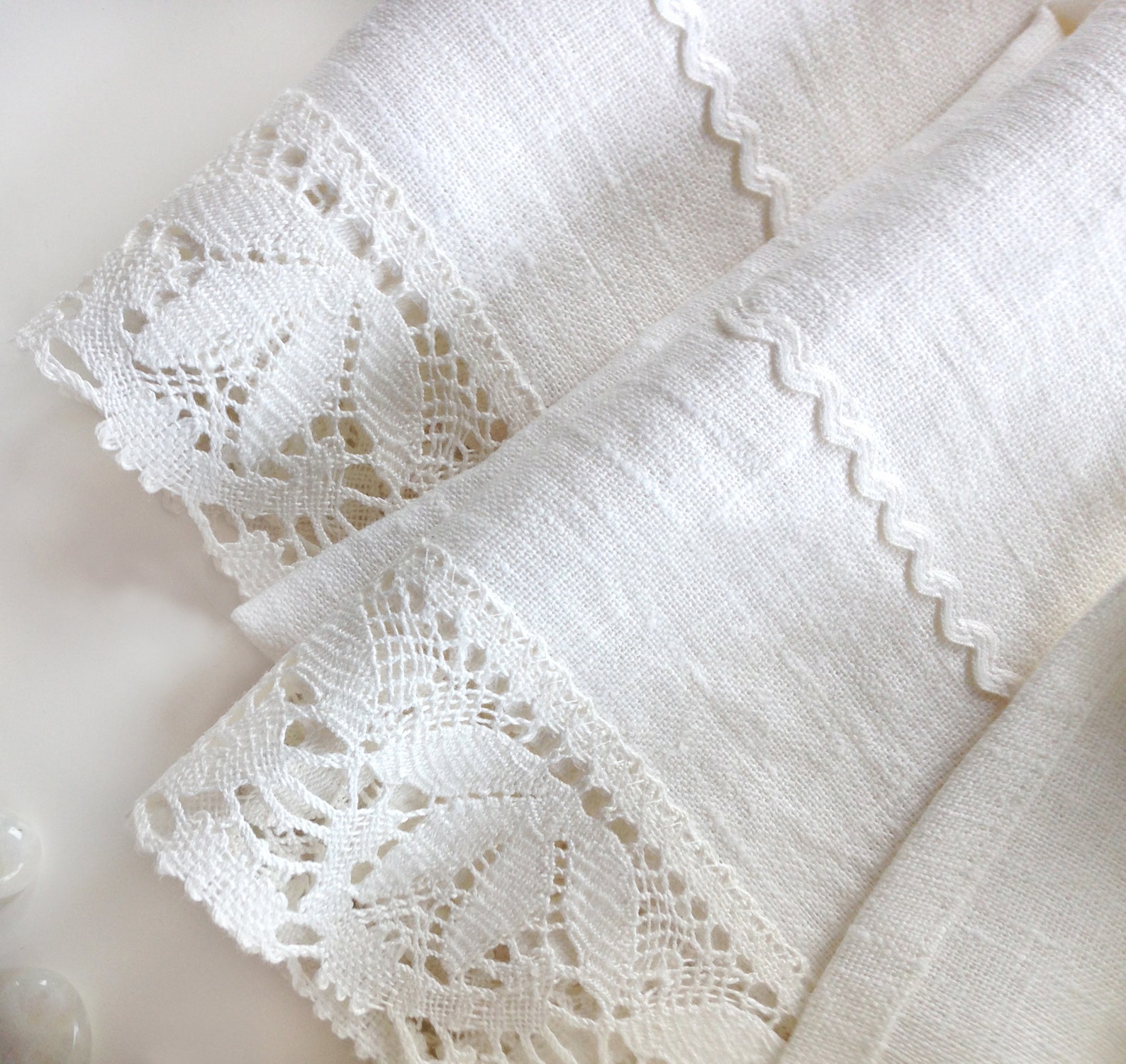 Ivory White Natural Linen Towels With a Beautiful Linen Lace Etsy