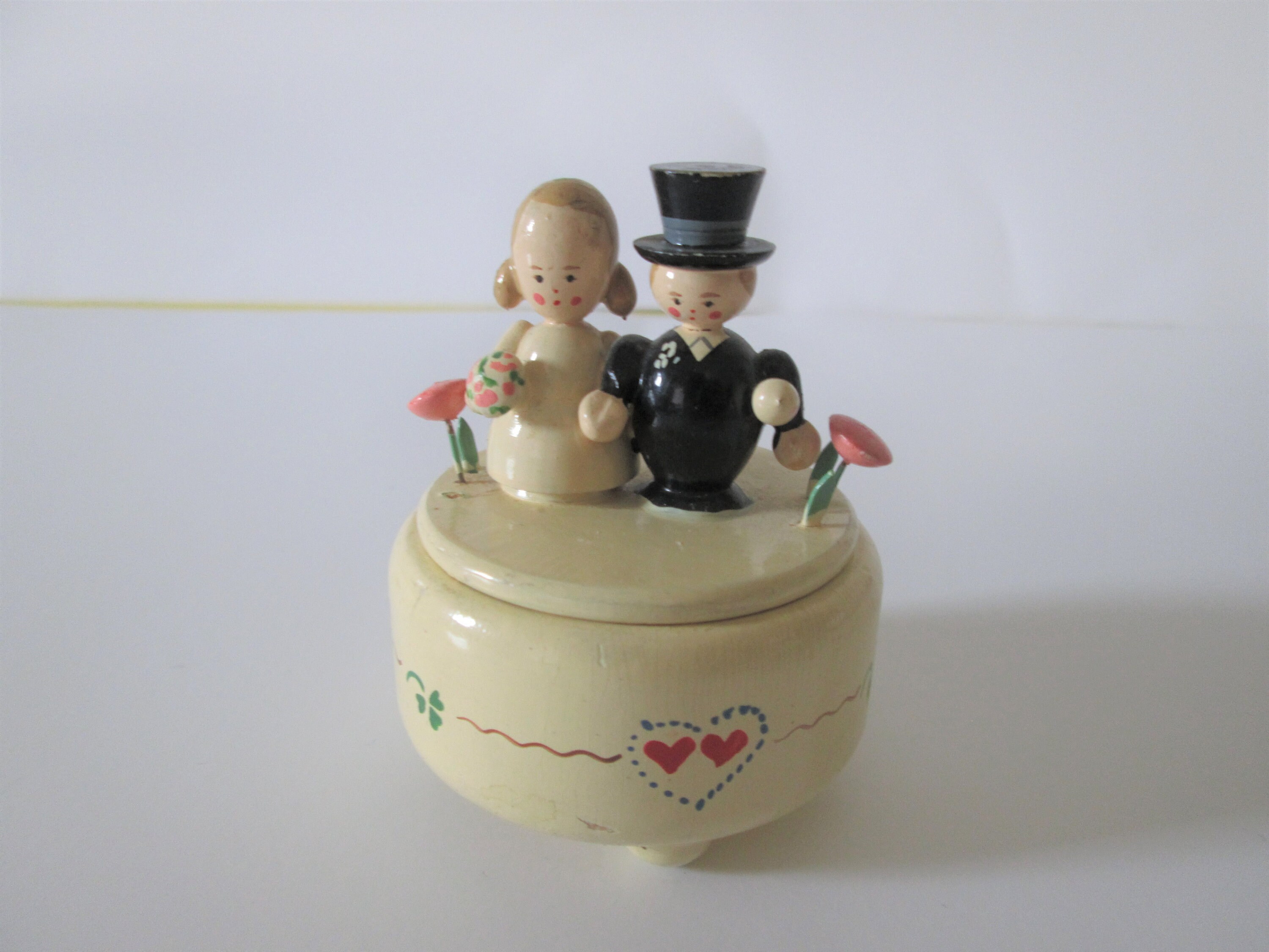 Wedding Ring Box Novelty Bride Groom Box Wood Folk Art Box Etsy