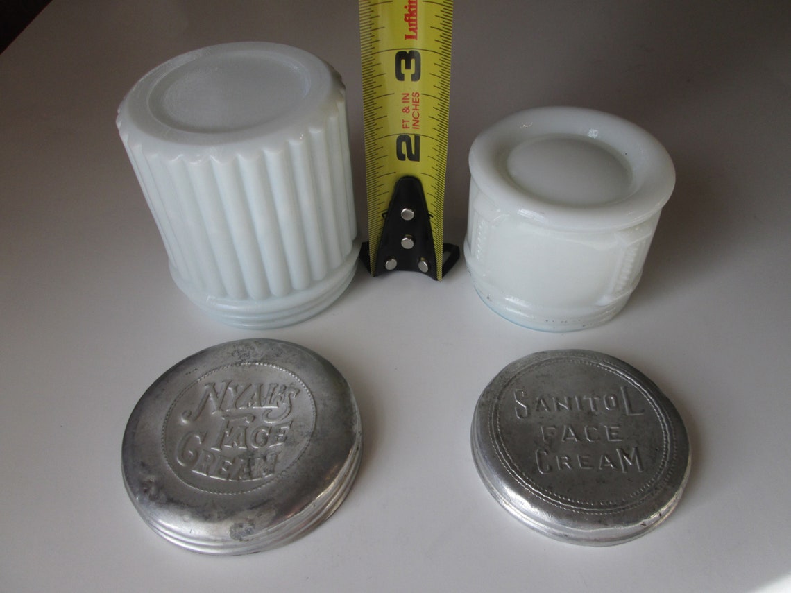 2 Vintage face cream jars with the aluminum lids Nyal's Etsy