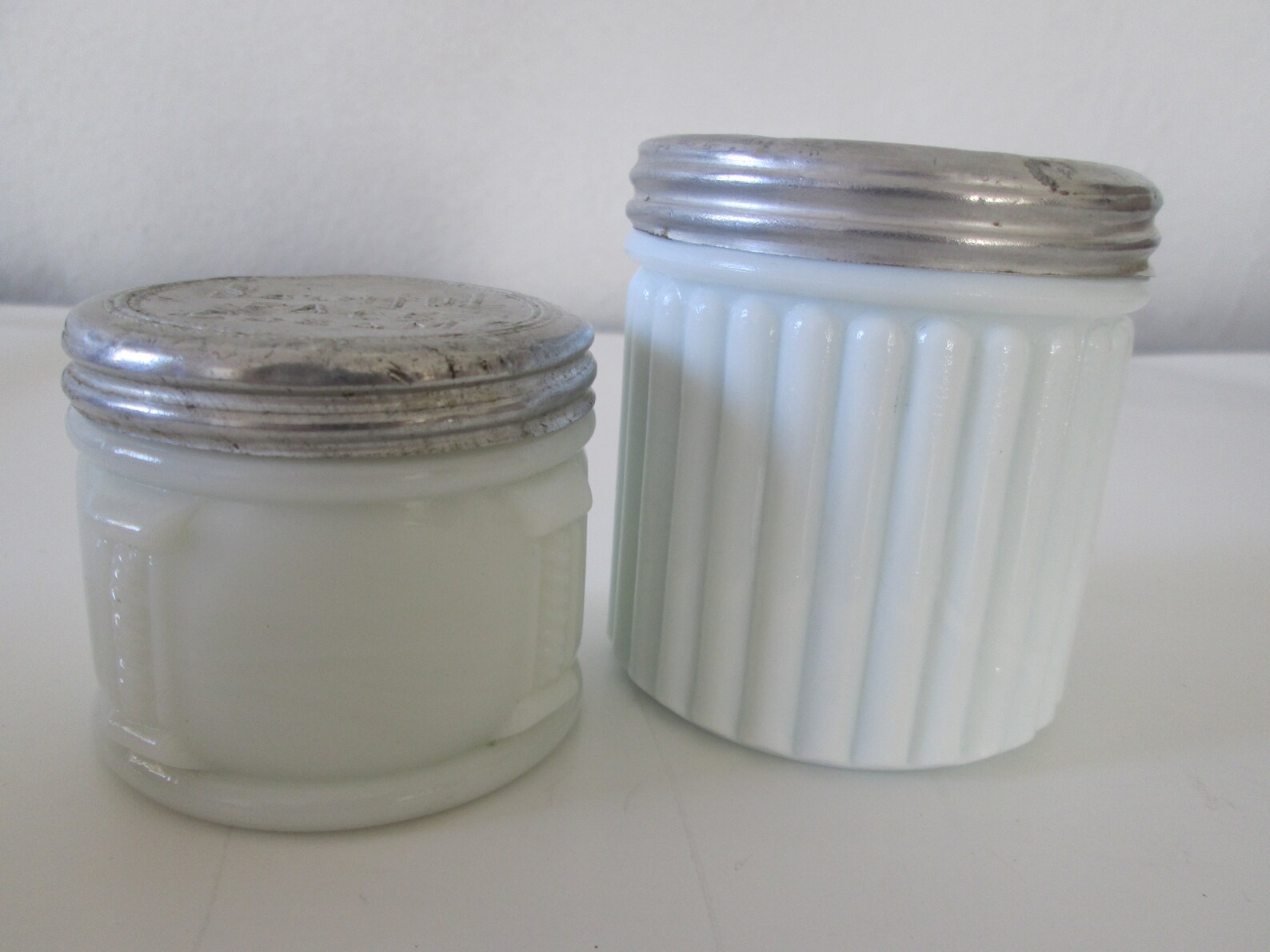 2 Vintage face cream jars with the aluminum lids Nyal's Etsy