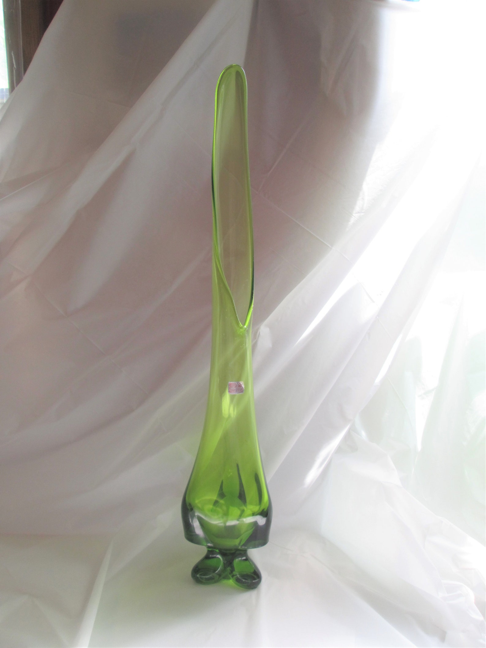 Viking Epic Glass Green Swung Vase Stretch Vase Fashioned Etsy