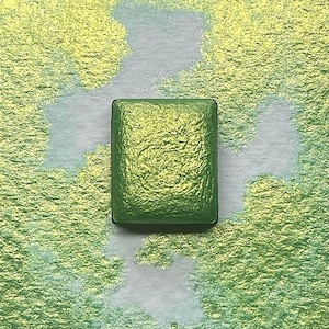 Damask- Handmade Watercolour, Metallic Paint, Mica, Green Gold Pigment, Calligraphy Ink, Lettering, Aquarelle, Artist Supplies, Painting
