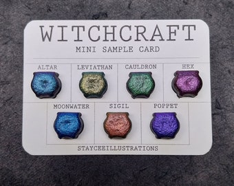 Witchcraft Sample Card- Handmade Watercolour, Chameleon Paint, Colourshift, Calligraphy Ink, Lettering, Dot Card, Aquarelle, Lettering