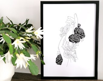 Aiguilles émergentes - Impression florale numérique A4 avec les mains