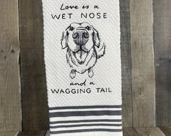 Dog Hand Towel, Labrador retriever Kitchen Towel, Embroidered Towel