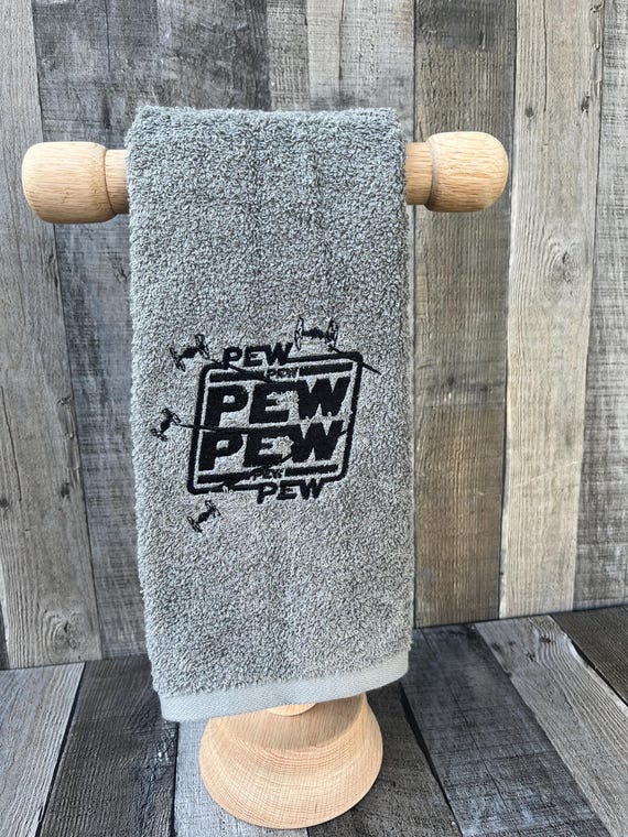 Embroidered Hand Towel, Star Wars Towel, Pew Pew Towel, Star Wars