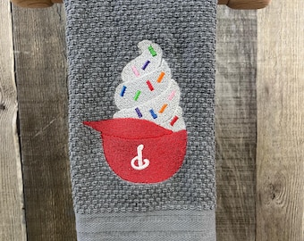 Phillies Ice Cream  Embroidered Tea Towel, Phillies  Hand Towel, Phillies towel, Phillies Decor, Philly Tea Towel, Embroidered Towel