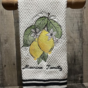 Personalized Embroidered Lemons Towel, Personalized Embroidered Towel, Personalized Towel, Lemon Towel