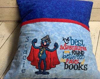 Super Grover Book Pillow Reading pillow, Sesame Street, Book Pillow, Grover, Custom