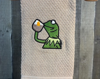 Embroidered Kermit the Frog Towel, Muppets Kitchen Towel
