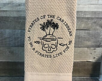 Toalla bordada de Piratas del Caribe, toalla de Adventureland, decoración Disney, 100% algodón.