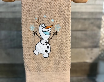 Embroidered Olaf Hand Towel, Disney Kitchen Decor