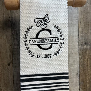 Personalized Family  Embroidered Tea towel, Personalized Embroidered Hand Towel, Personalized Towel, Bridal Gift, Personalized Gift
