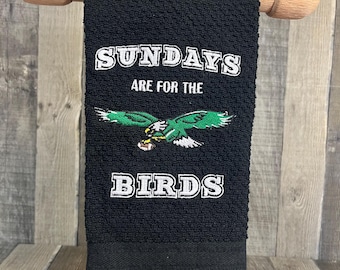 Philadelphia Eagles Embroidered Tea Towel, Eagles  Hand Towel, Eages towel, Eagles Decor, Philly Tea Towel, Embroidered Towel