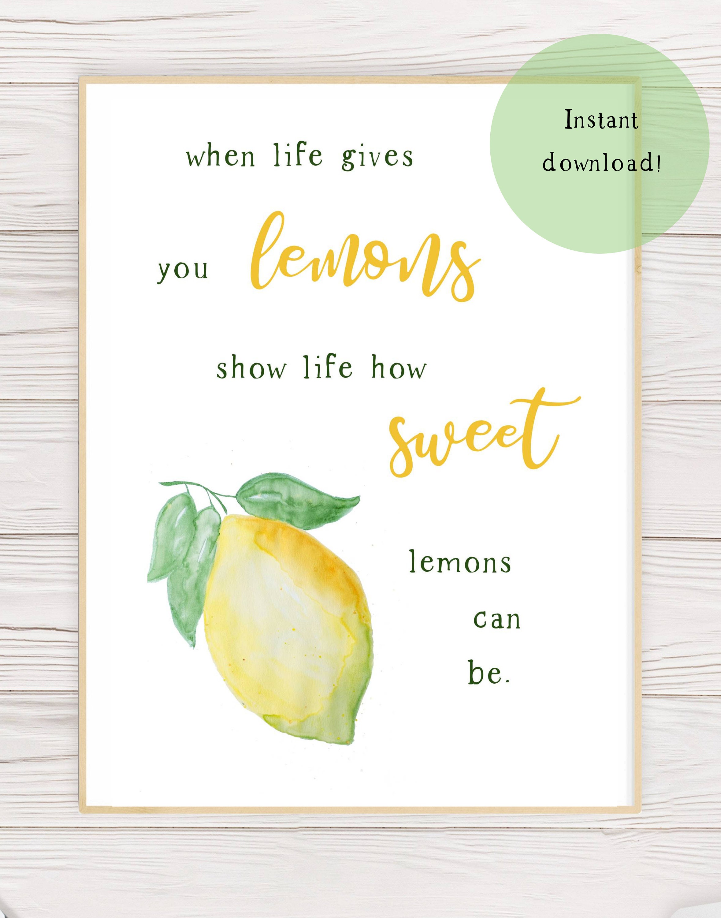 When Life Gives You Lemons Quote With Hand Watercolored Lemon Etsy