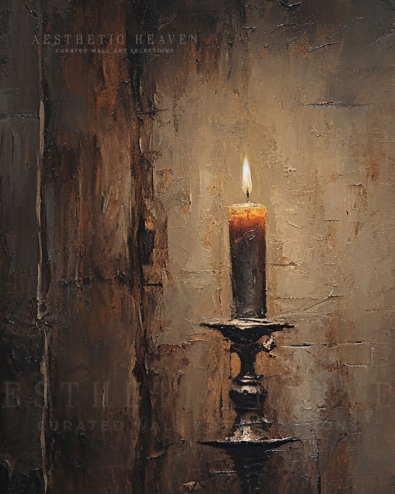 Vintage Candle Painting Halloween Wall Art Candle Oil Painting