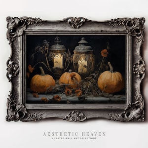 Moody Halloween Art | Dark Academia Wall Art | Digital Download | Pumpkin Painting | Halloween Wall Art | Halloween Poster | HW_26