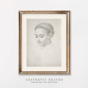 Classic Portrait Print | Vintage Woman Drawing | Sketch of Female | Classic Digital Art | Printable Drawing Art | Vintage Sketch | DR_27