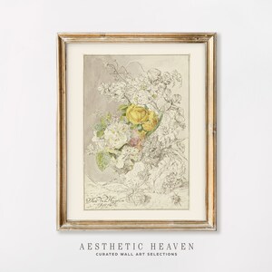 Botanical wall art | Rustic Farmhouse Decor | Vintage flower painting | Floral art print | Digital Download | Printable Art | BO_01