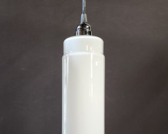 White Vianne case glass cylinder pendant - 1970's