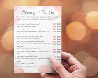 Blush Baby Shower Mommy or Daddy Game, Printable, Party Favor, Oh Baby Party Games, Girl Baby Shower Party, Games, Instant Download, Waridi