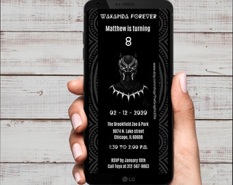 Black Panther Invitation,Wakanda Birthday Invitation,Black Panther Party,Boy Invitations,Superhero,EDITABLE,INSTANT DOWNLOAD,Mobile,Canva